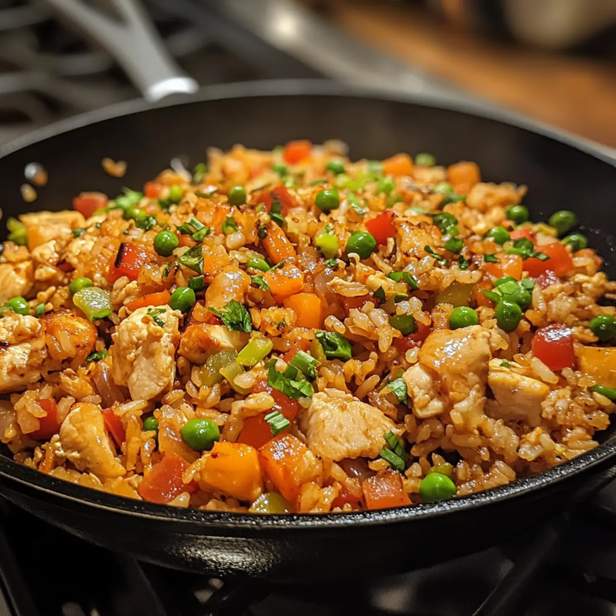 Veggie Loaded Chicken Fried Rice Skillet
