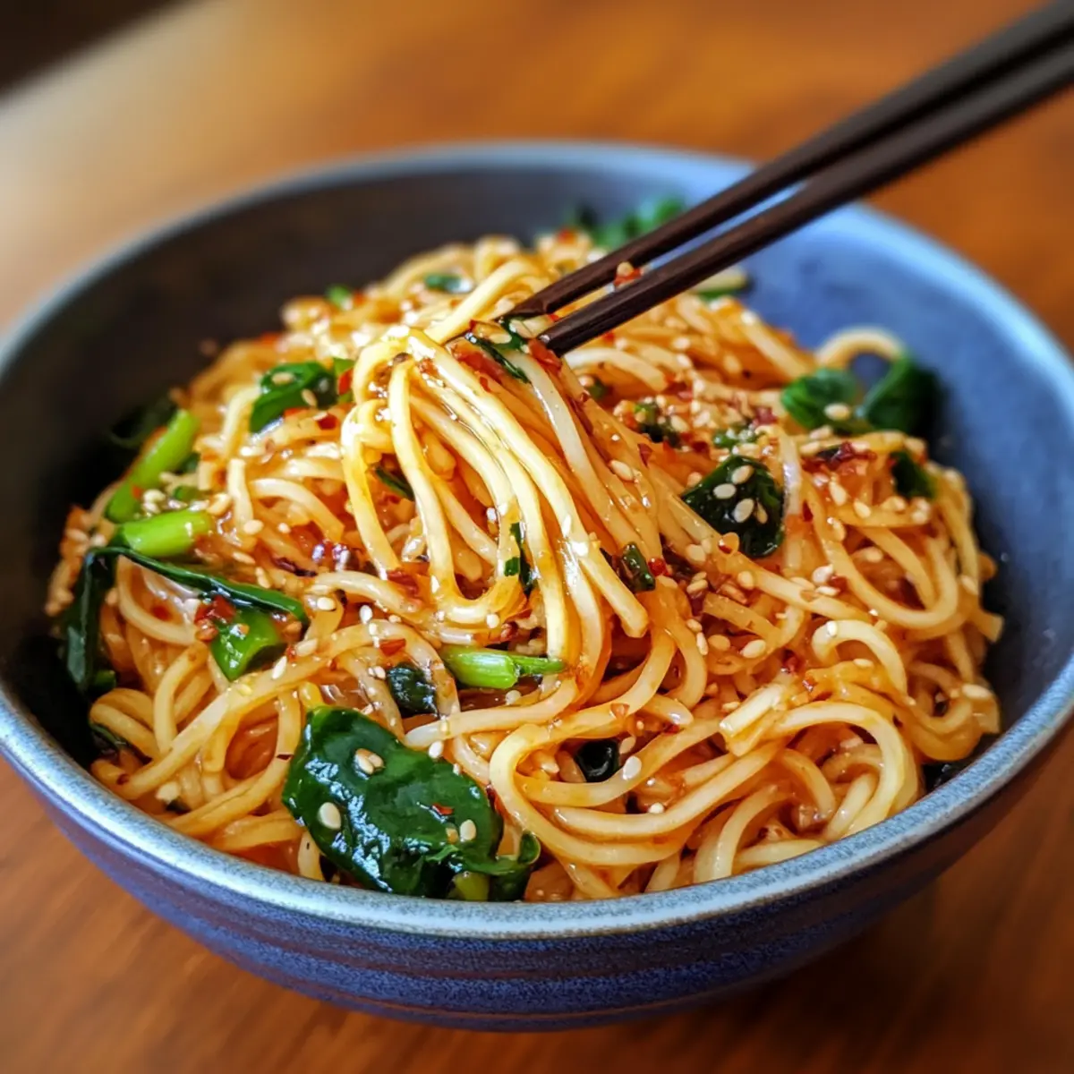 Garlic Chili Oil Noodles Veggie Style
