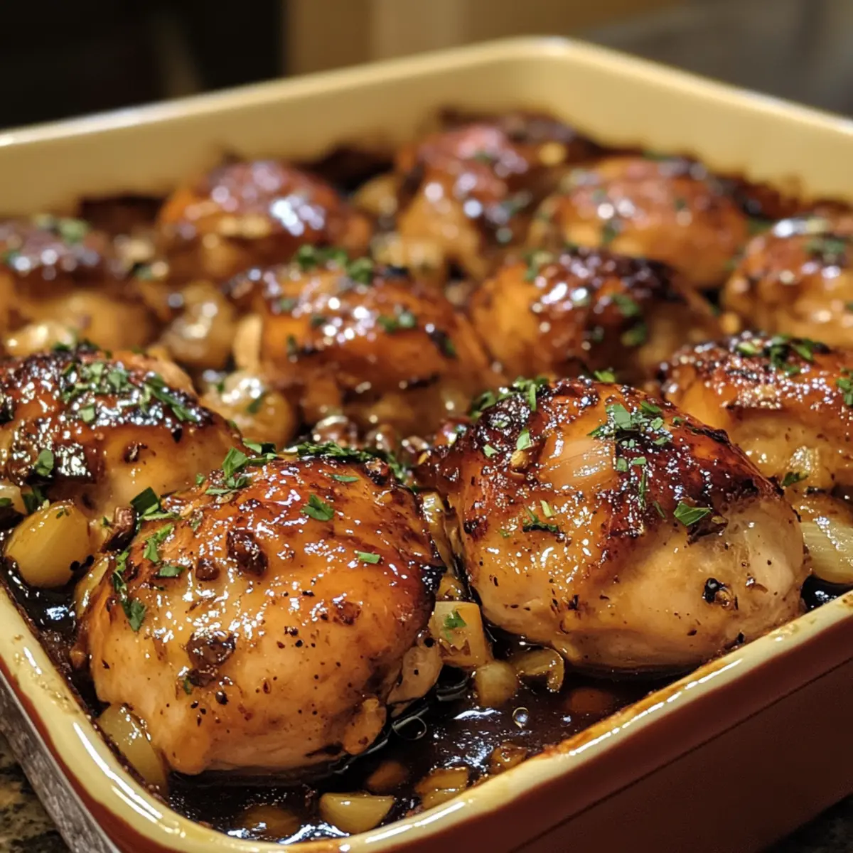 Balsamic Glazed Honey Garlic Chicken Bake